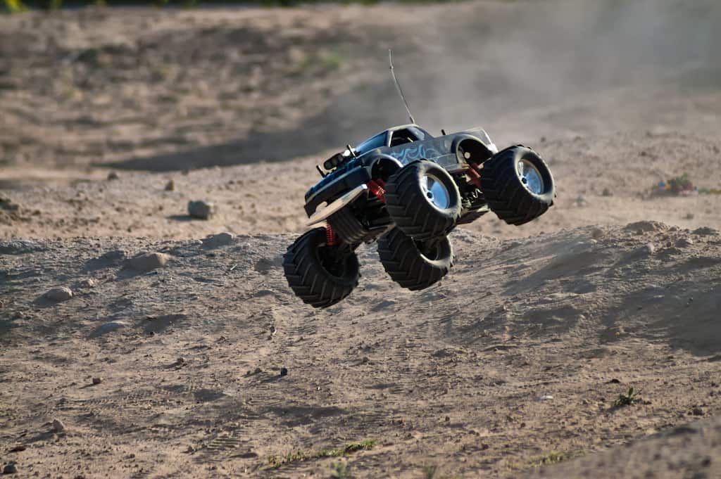 rc monster truck jumping in the air