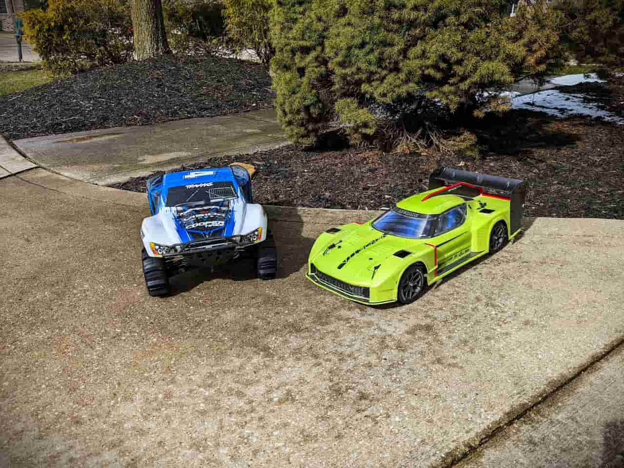 traxxas vs arrma comparison showing two cars